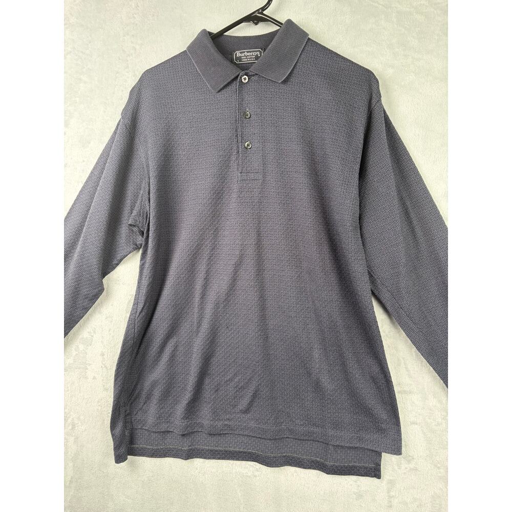 Burberry’s Blue Textured Polo - Size S - Long Sleeve Classic Luxury Style - Picture 4 of 8